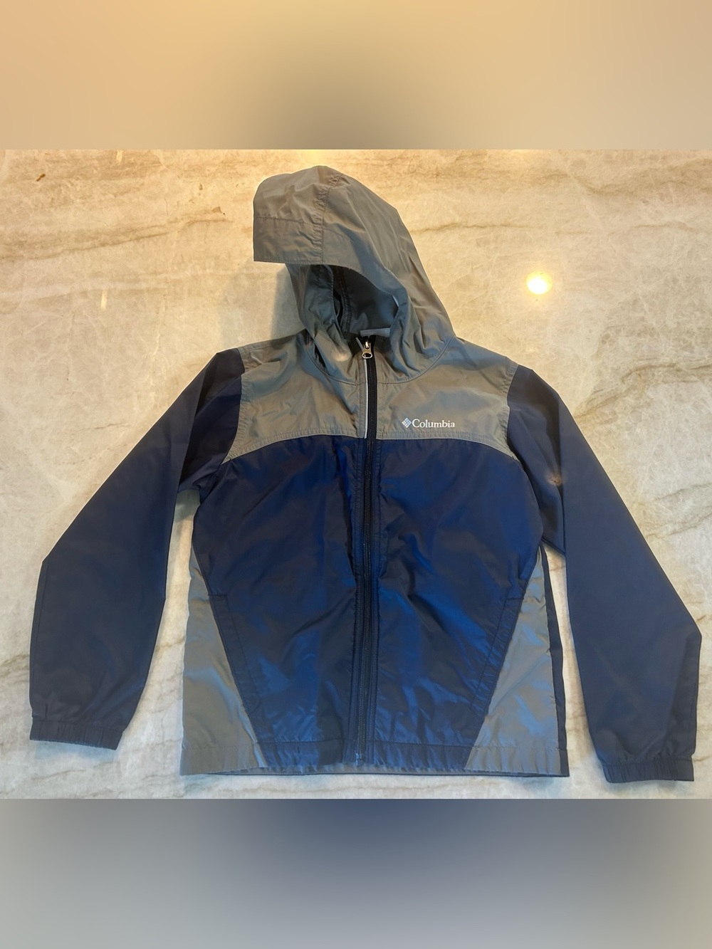 Columbia Glennaker Rain Jacket Boys Size S 8 Navy Gray